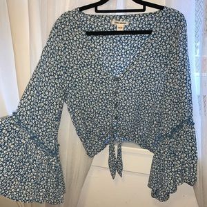 Billabong Tie-Front Top with Flowy Sleeves